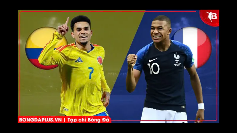 Cầu thủ Colombia và Pháp tranh chấp quả bóng trên sân cỏ - Dự đoán phạt